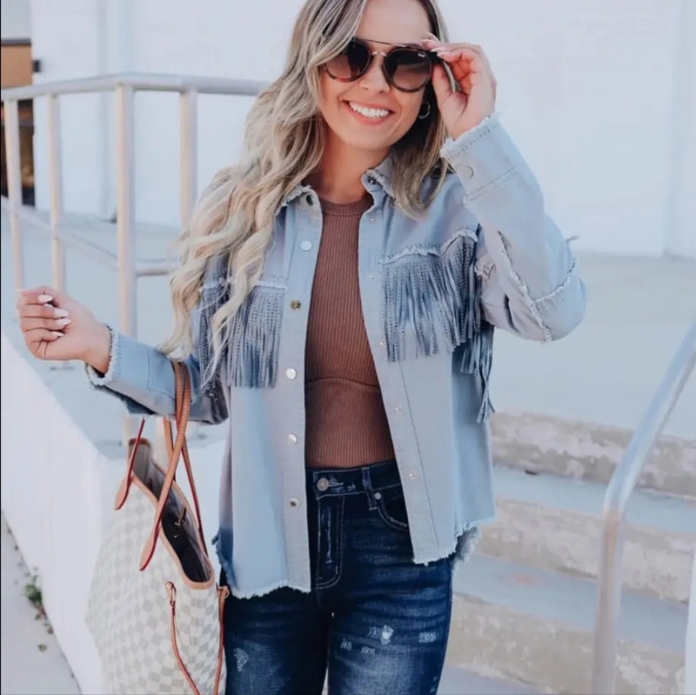 Fringe shacket